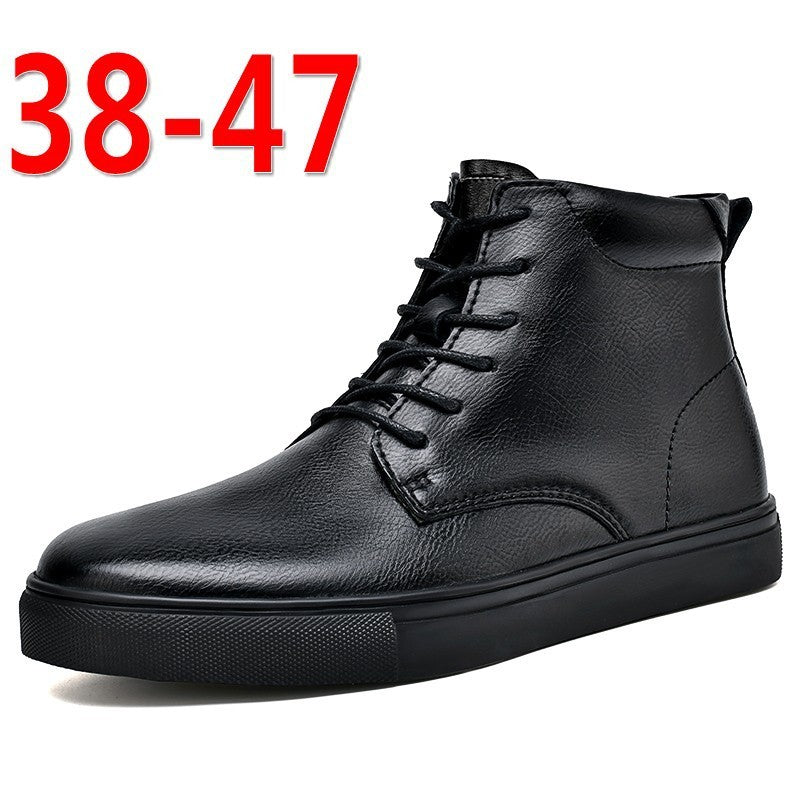 Men's Plus Size High-top Cowhide Casual Flat Martens Boots