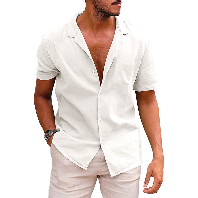 Men's Casual Button linen Shirt, Short Sleeved, Beach, summer Clothing