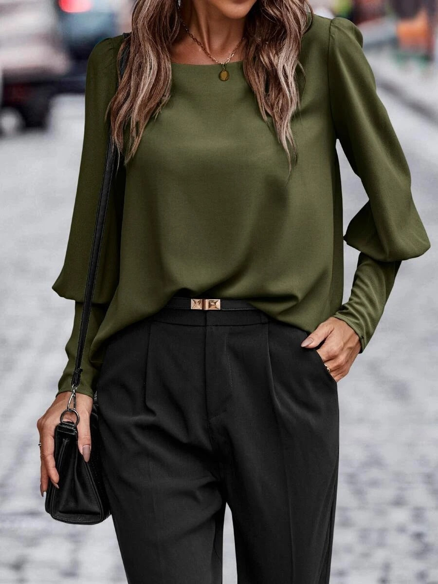 Women's Long Sleeve Button Solid Color Casual Shirt