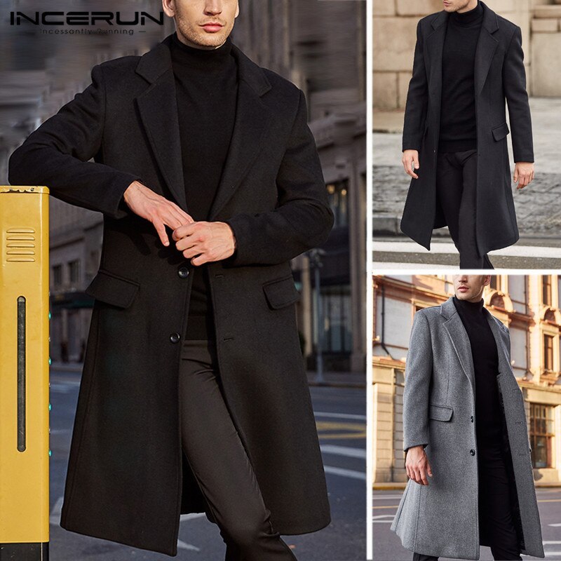 Men's British style long wool coat