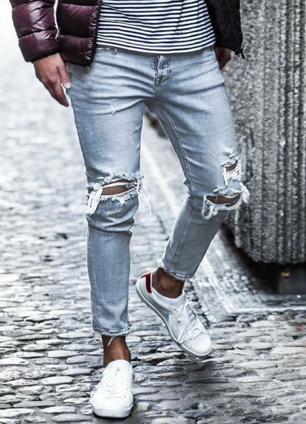 Men's Ripped Skinny Jeans will never old, always bold and cool!