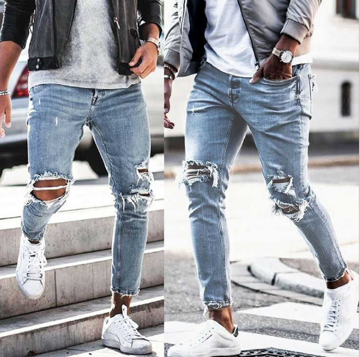 Men's Ripped Skinny Jeans will never old, always bold and cool!