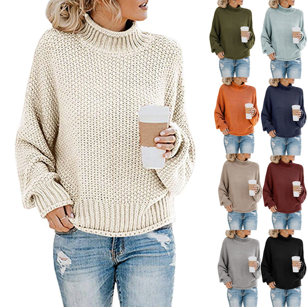 Women's Cardigan Thick, Turtleneck Sweater