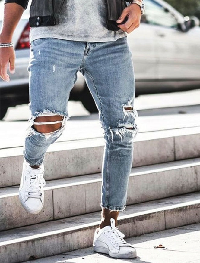 Men's Ripped Skinny Jeans will never old, always bold and cool!