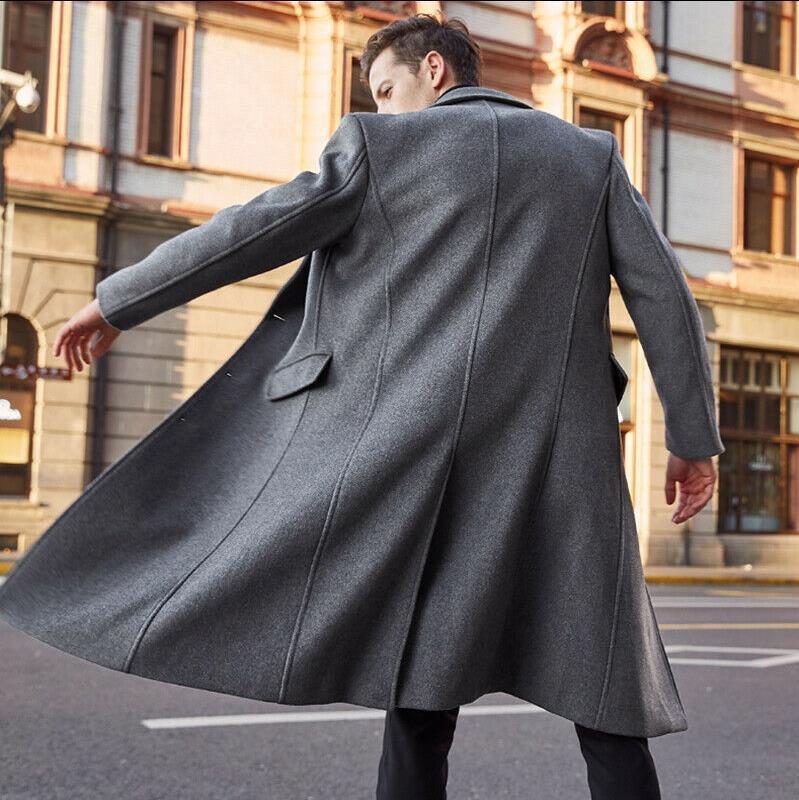 Men's British style long wool coat