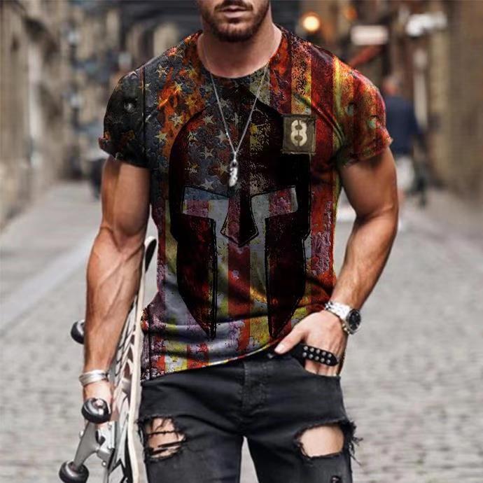 Men's  Print Summer Slim Short Sleeve T-shirt - 4 types