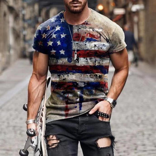 Men's  Print Summer Slim Short Sleeve T-shirt - 4 types