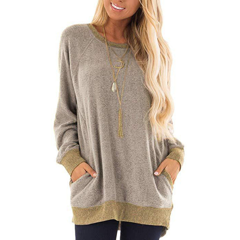 Women's Winter Contrast Color Stitching Long Sleeved sweater