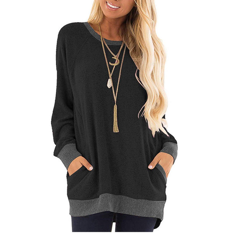 Women's Winter Contrast Color Stitching Long Sleeved sweater