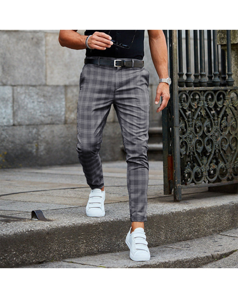 Man's Plaid Print Pants, Loose And Thin