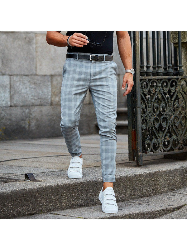 Man's Plaid Print Pants, Loose And Thin