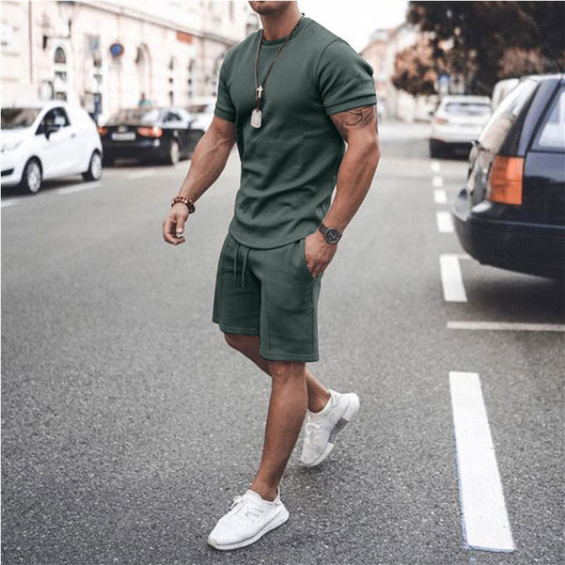 Men's Short Sleeve Shorts+Shirt Two-Piece Set