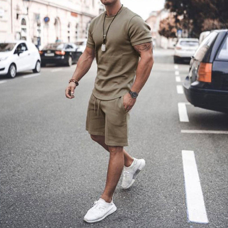 Men's Short Sleeve Shorts+Shirt Two-Piece Set