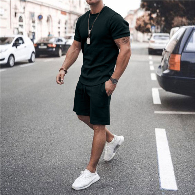 Men's Short Sleeve Shorts+Shirt Two-Piece Set