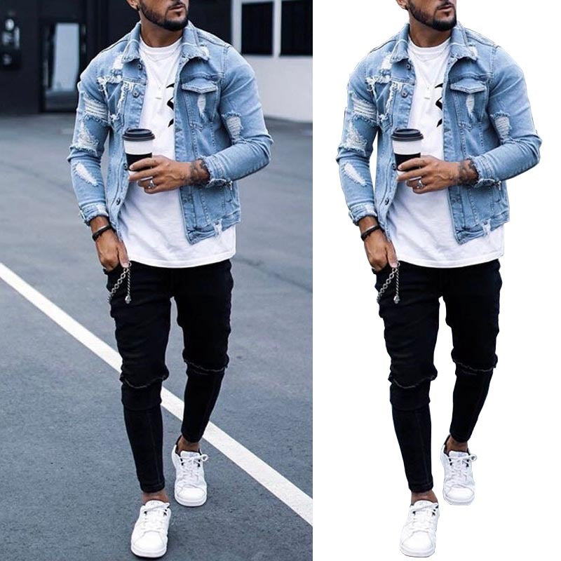 Men's ripped style, good looking Denim Jeans jacket