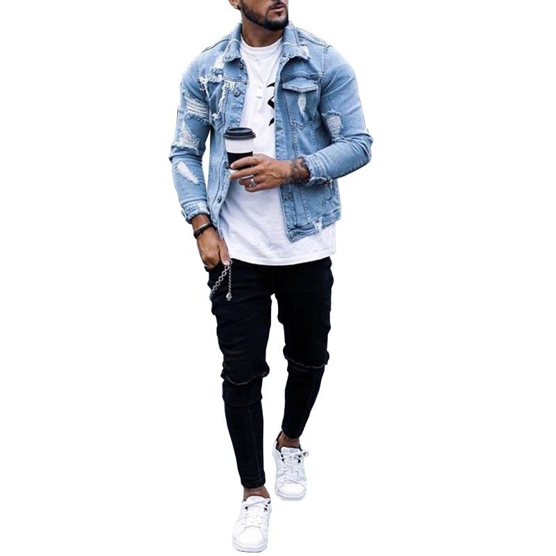 Men's ripped style, good looking Denim Jeans jacket