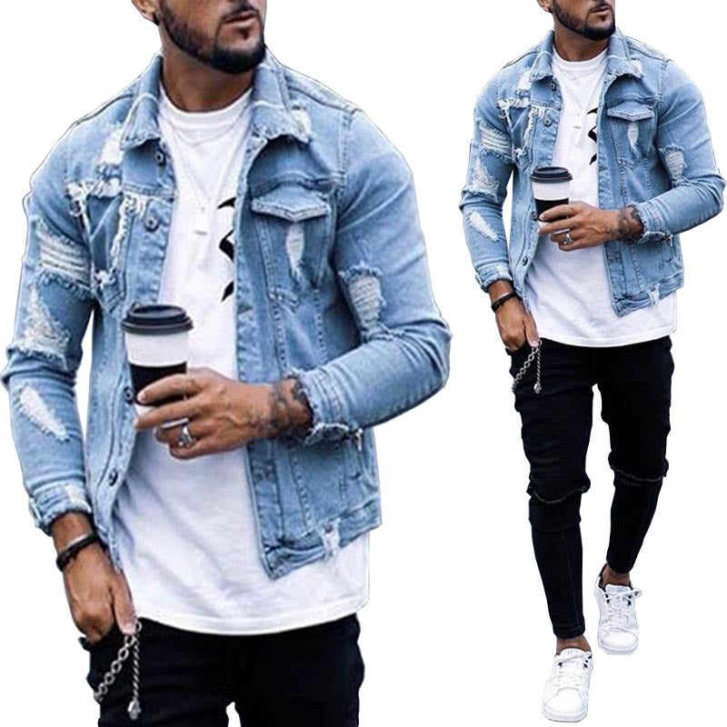 Men's ripped style, good looking Denim Jeans jacket