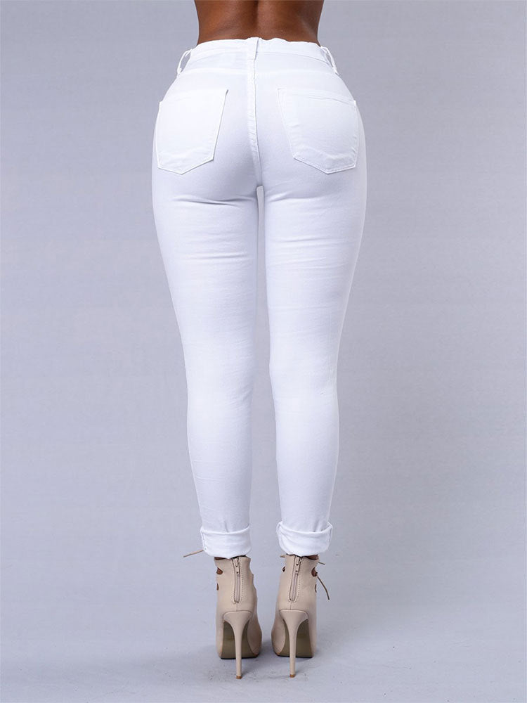 Women's High Quality High Waist Skinny Ripped Sexy Trousers