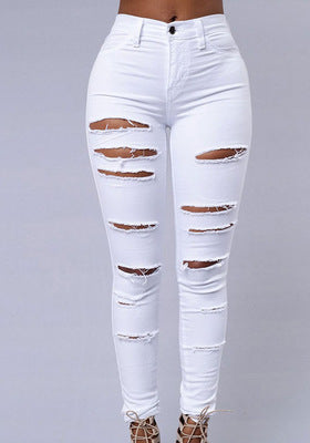 Women's High Quality High Waist Skinny Ripped Sexy Trousers