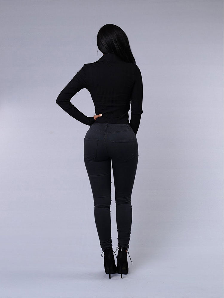 Women's High Quality High Waist Skinny Ripped Sexy Trousers