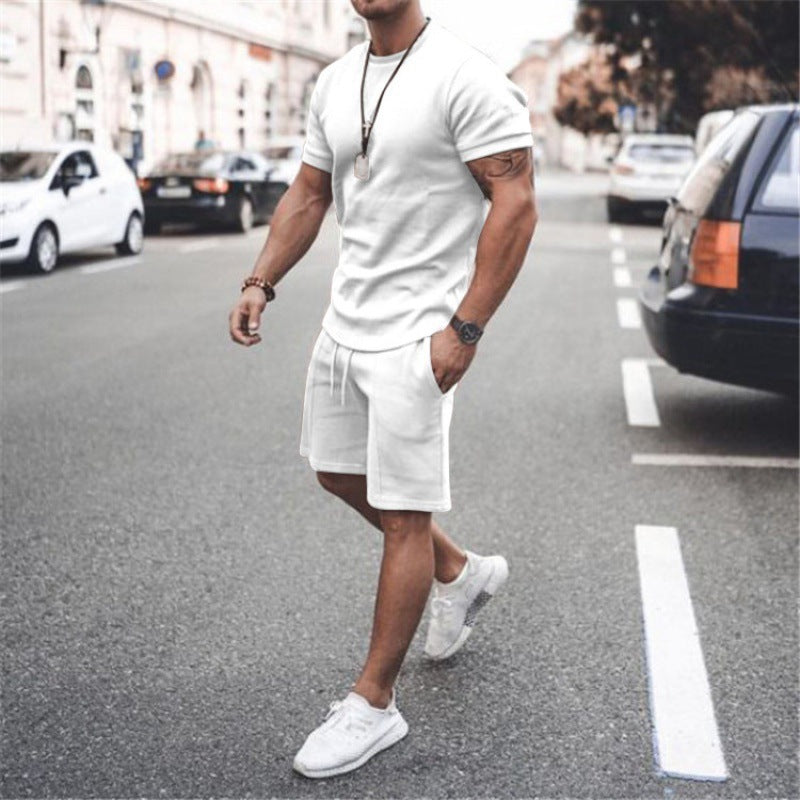 Men's Short Sleeve Shorts+Shirt Two-Piece Set