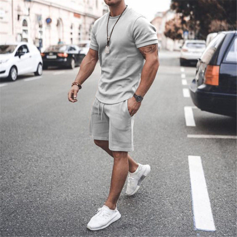 Men's Short Sleeve Shorts+Shirt Two-Piece Set