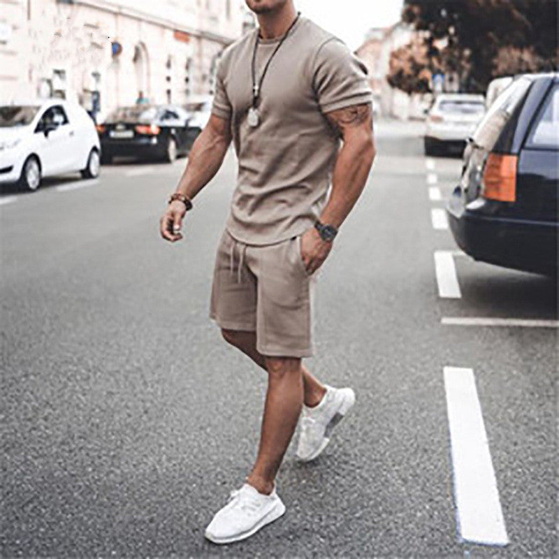 Men's Short Sleeve Shorts+Shirt Two-Piece Set