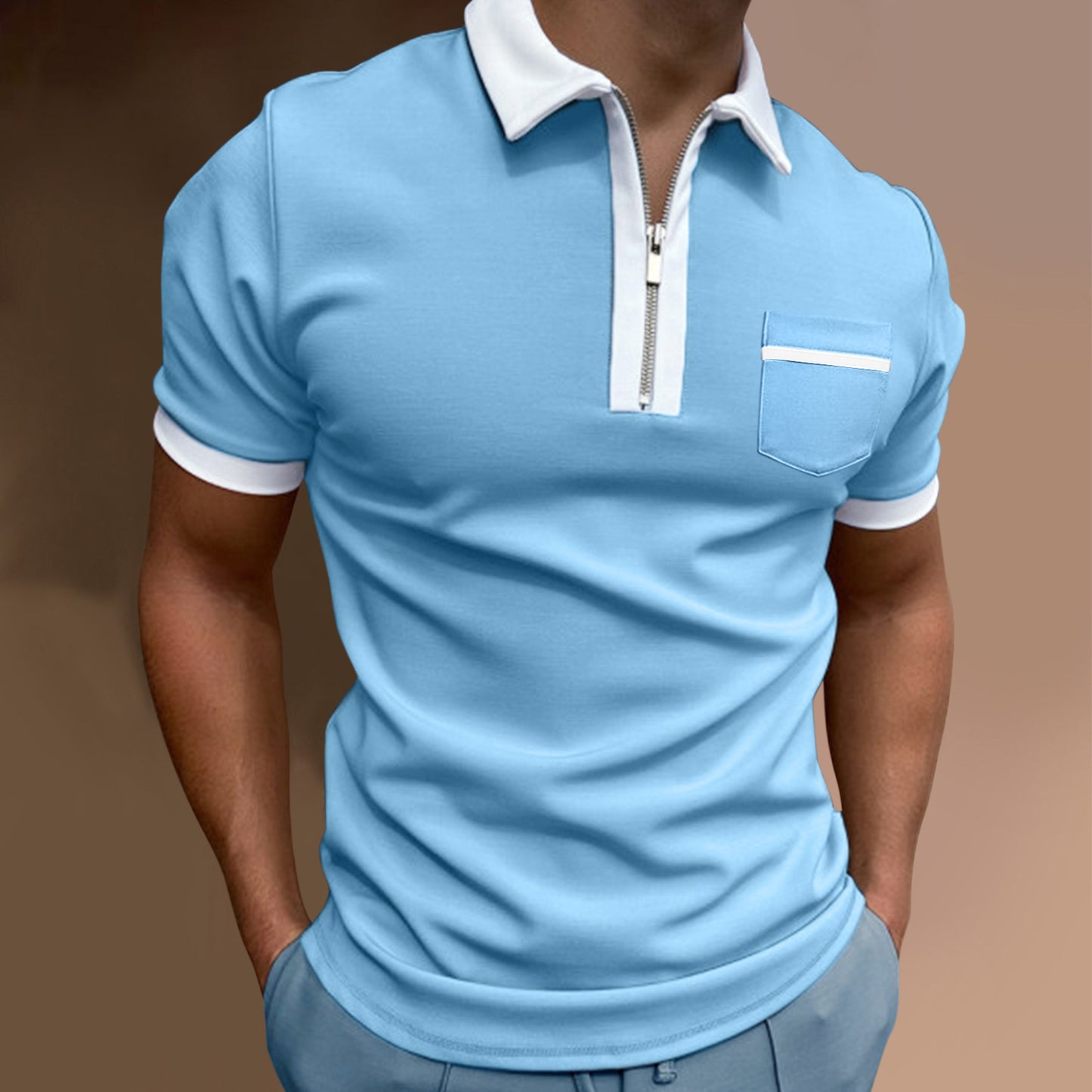 Men's Lapel style Slim Pocket POLO Shirt