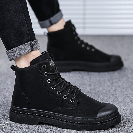 Men's High-top short boots, leather