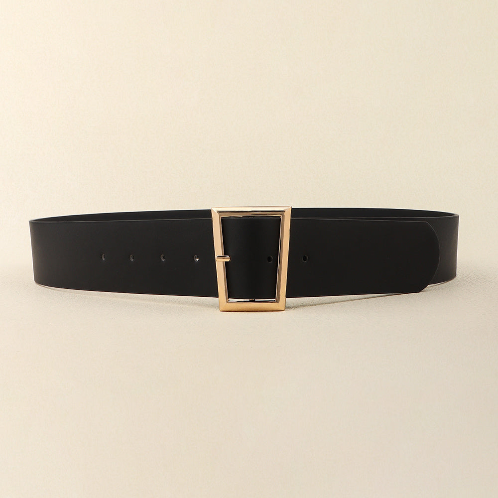 Women's Black simple Metal Needle Buckle Senior All-in-one Belt