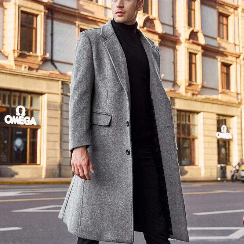 Men's British style long wool coat