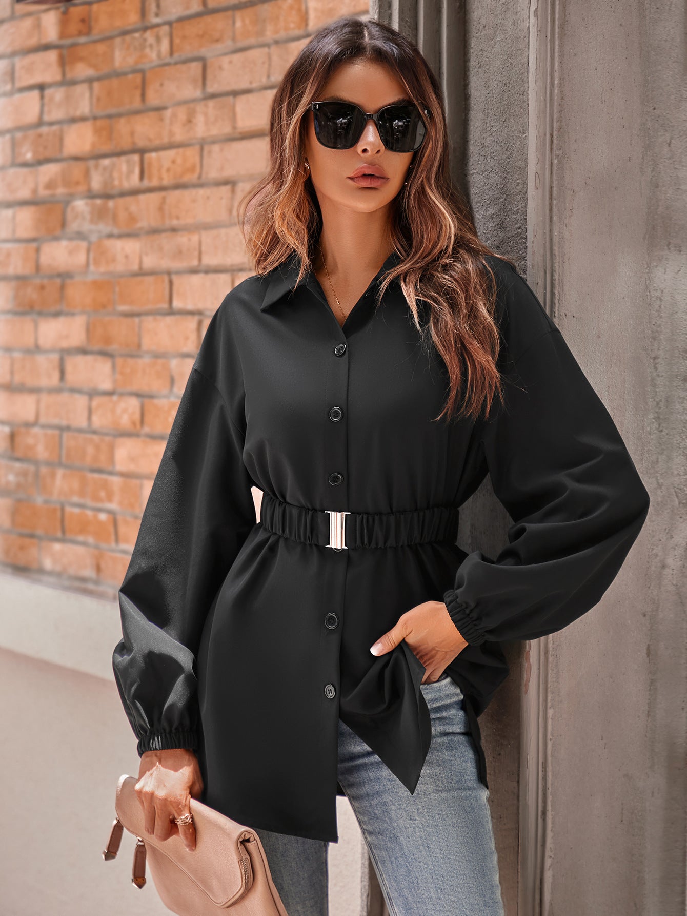 Women's  Belt Shirt Coat, perfect for warm weather