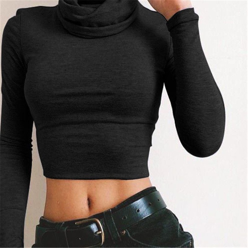 Women's Turtle Neck Crop Top