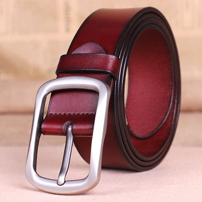 Men's pure leather belt all-match middle-aged.