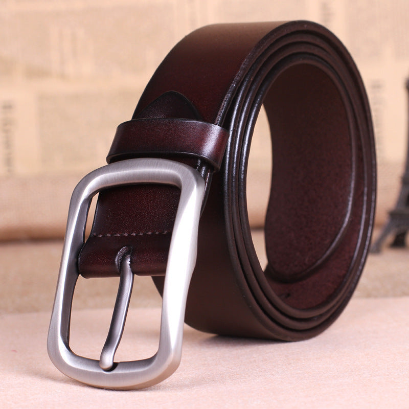 Men's pure leather belt all-match middle-aged.