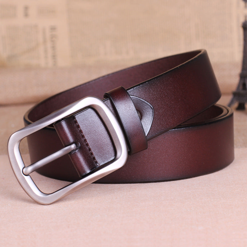 Men's pure leather belt all-match middle-aged.