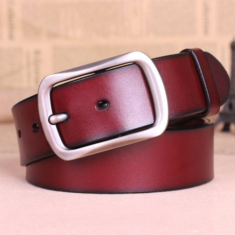 Men's pure leather belt all-match middle-aged.