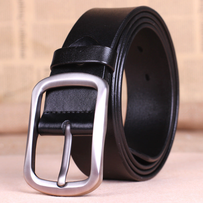 Men's pure leather belt all-match middle-aged.