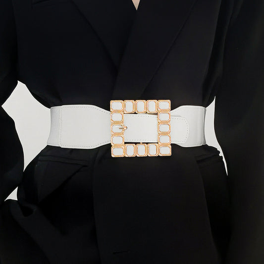 Women's Wide Belt Black And White