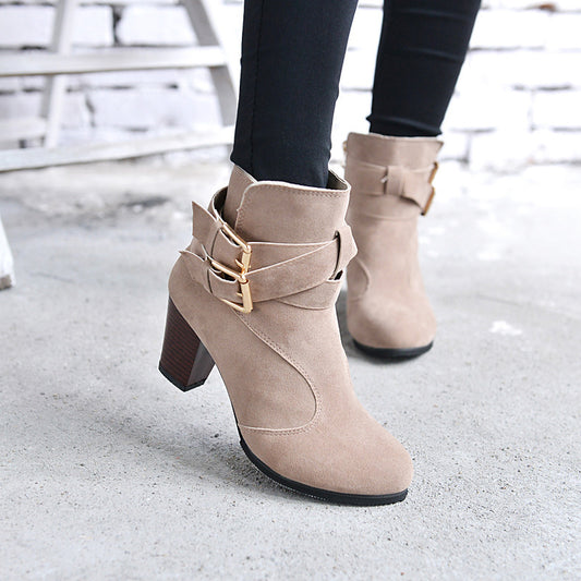 Women's Winter/Autumn Casual  Leather Women High Heel Boots