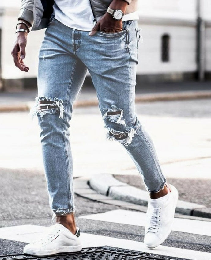 Men's Ripped Skinny Jeans will never old, always bold and cool!