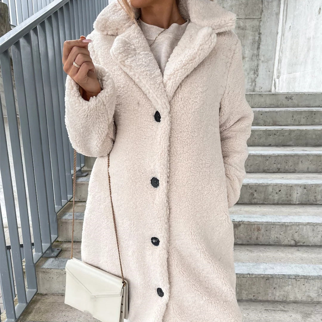 Women's Long-sleeved Lapel Plush Coat