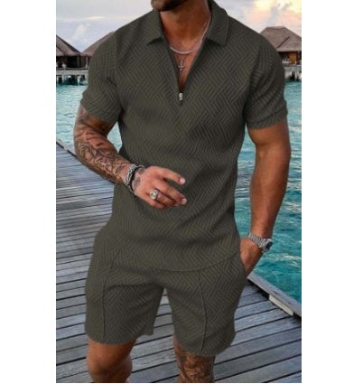 Men's Summer vacation Short Sleeved shirts+short Set