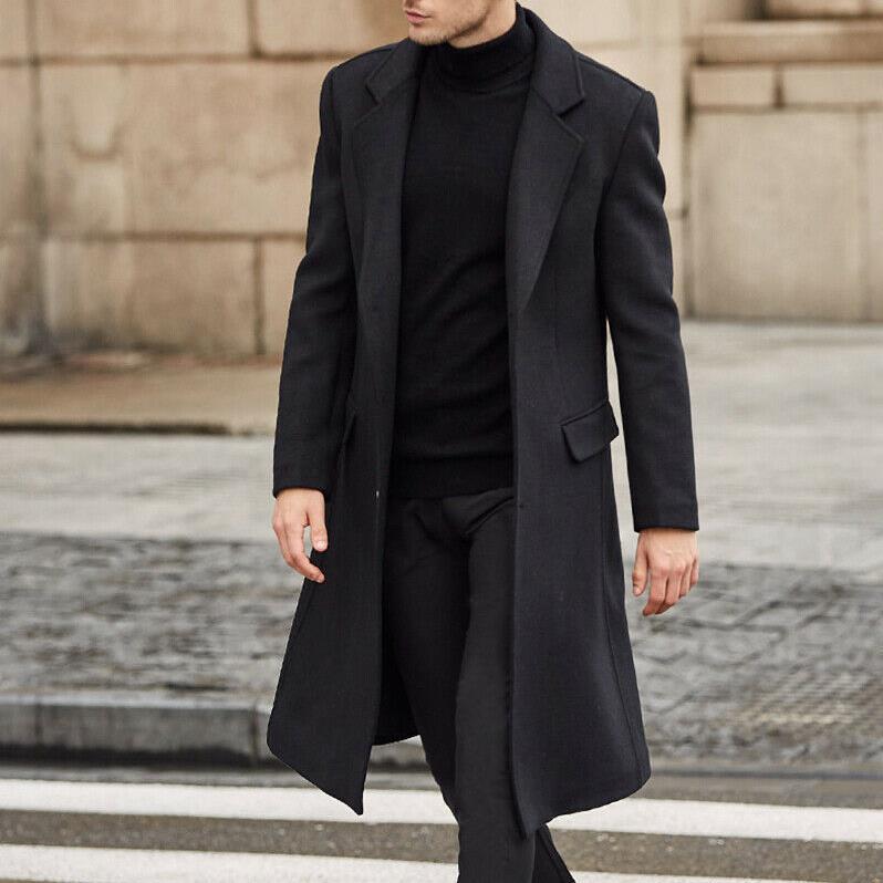 Men's British style long wool coat