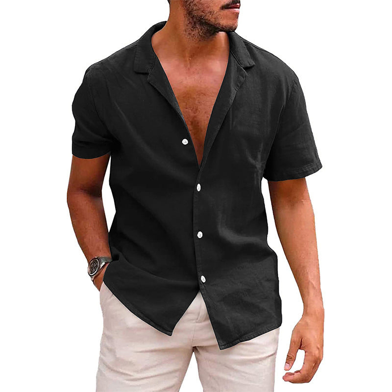 Men's Casual Button linen Shirt, Short Sleeved, Beach, summer Clothing