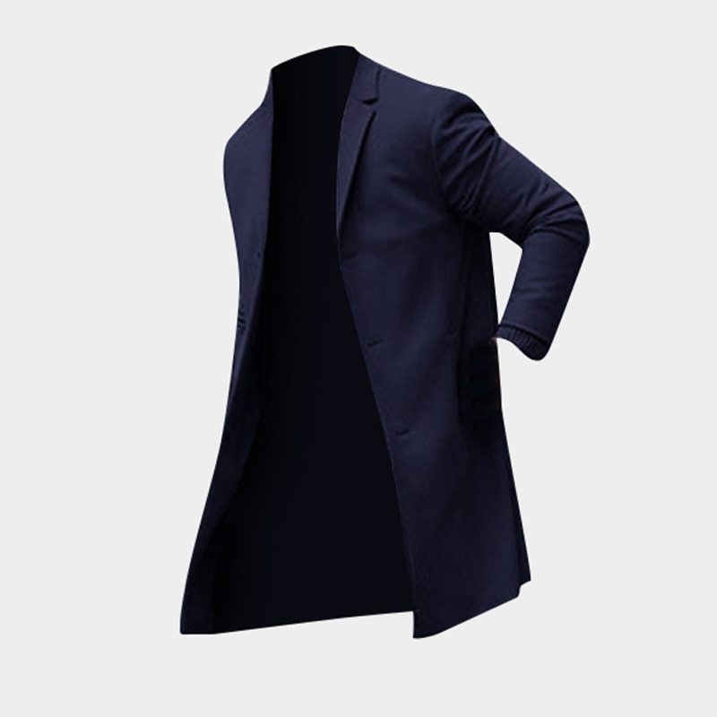 Men's Fashion Winter Overcoat Classic Solid Slim Fit Outwear