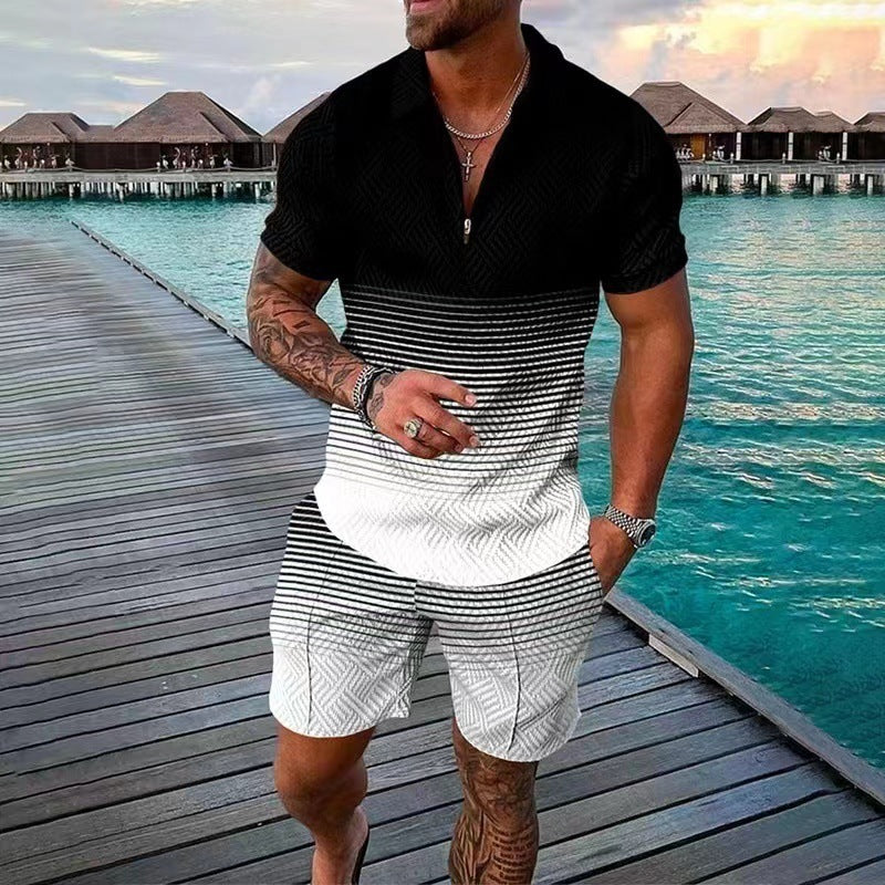 Men's Summer vacation Short Sleeved shirts+short Set