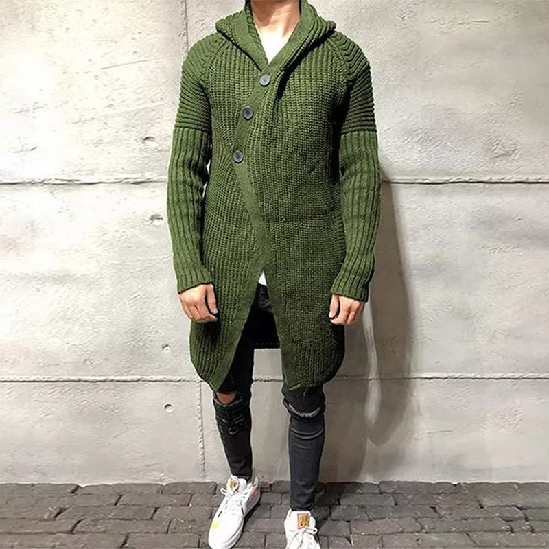 Men's Long  Hooded Knitted Sweater,Casual style