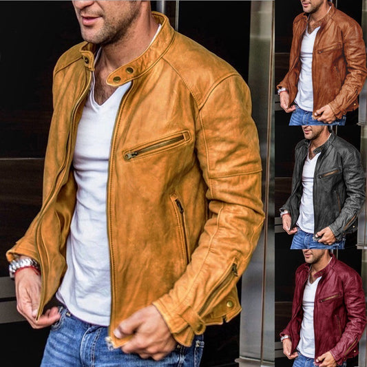 Men's winter PU leather jacket