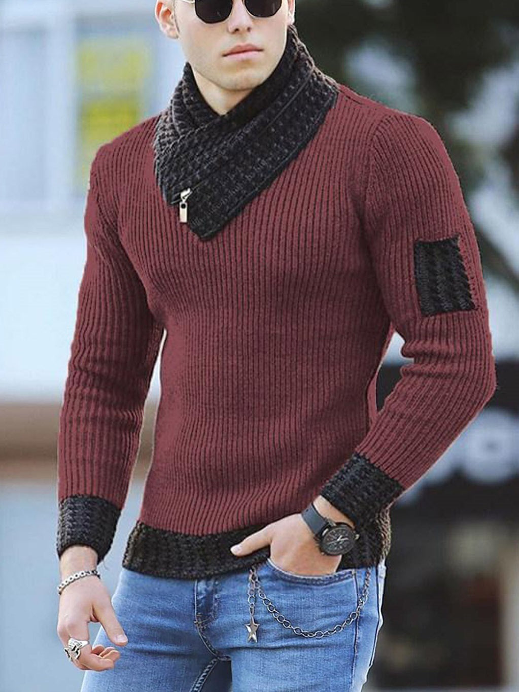 Men's Bold look, Casual Slim type Long-sleeved Sweater